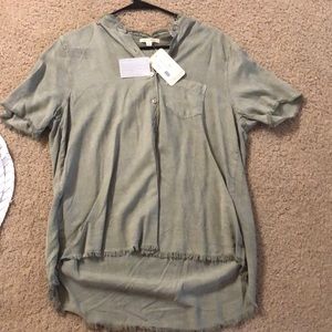 NWT size L woven Button Up Raw Hem button up